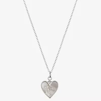 Footnotes Mom Womens White Mother Of Pearl Sterling Silver Heart 16 Inch Pendant Necklace