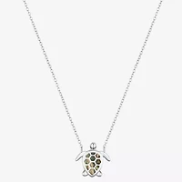 Footnotes Patience Turtle Womens Green Abalone Sterling Silver 16 Inch Pendant Necklace