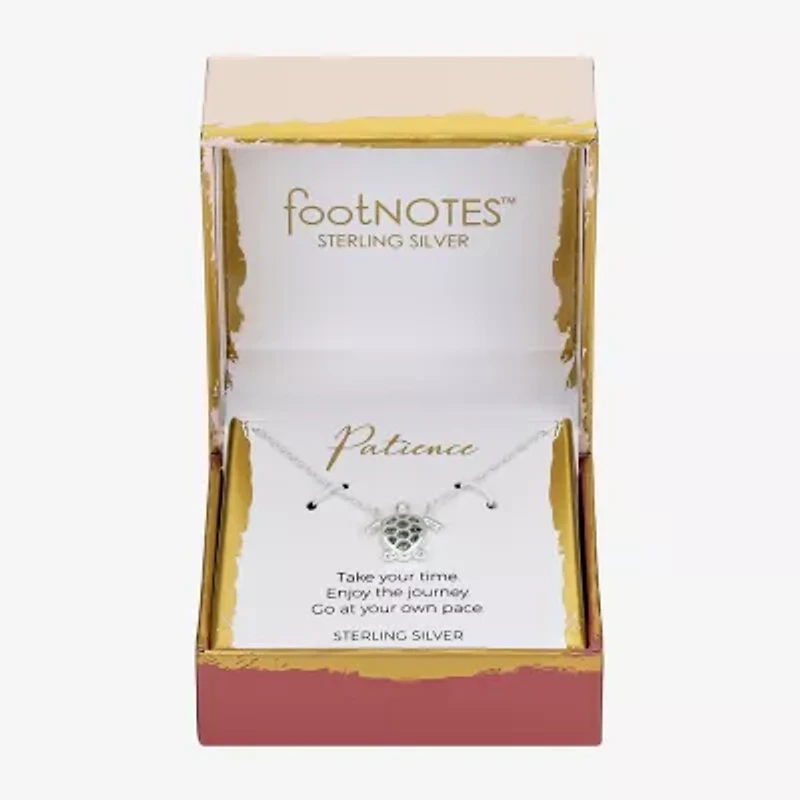 Footnotes Patience Turtle Womens Green Abalone Sterling Silver 16 Inch Pendant Necklace