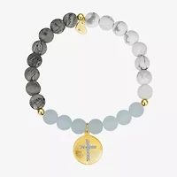 Footnotes Faith Womens Cubic Zirconia 14K Gold Over Brass Cross Stretch Bracelet