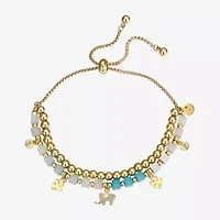 Footnotes Luck Elephant Womens Cubic Zirconia 14K Gold Over Brass Clover Bolo Bracelet