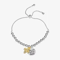 Footnotes Mighty Womens Cubic Zirconia Heart Round Bolo Bracelet