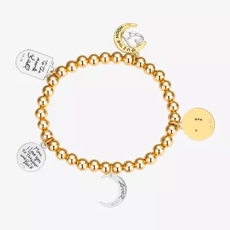 Footnotes Love Womens Cubic Zirconia 14K Gold Over Brass Pure Silver Over Brass Moon Star Stretch Bracelet