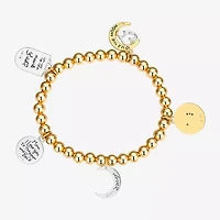 Footnotes Love Womens Cubic Zirconia 14K Gold Over Brass Pure Silver Over Brass Moon Star Stretch Bracelet
