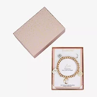 Footnotes Love Womens Cubic Zirconia 14K Gold Over Brass Pure Silver Over Brass Moon Star Stretch Bracelet