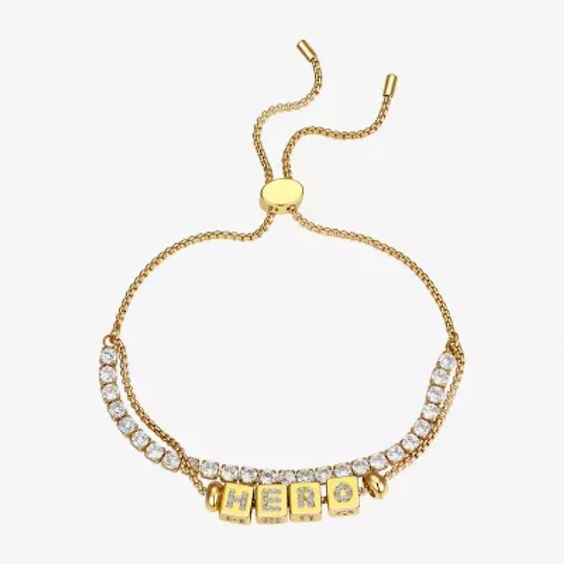 Footnotes Hero Womens Cubic Zirconia 14K Gold Over Brass Bolo Bracelet