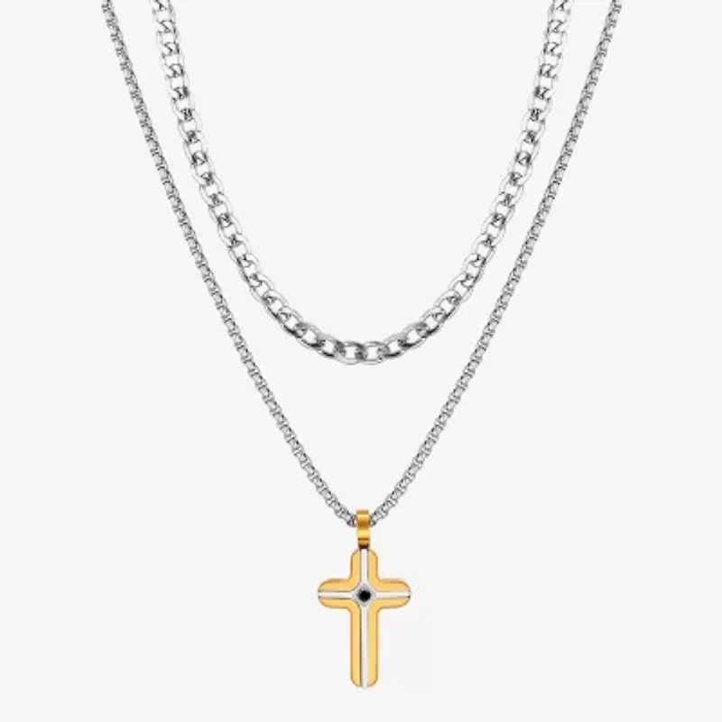 Mens Cubic Zirconia Cross 2-pc. Necklace Set