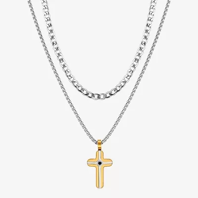 Mens Cubic Zirconia Cross 2-pc. Necklace Set