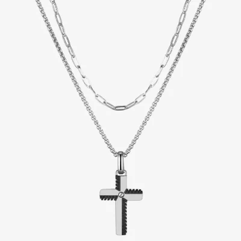 Mens Cubic Zirconia Cross 2-pc. Necklace Set