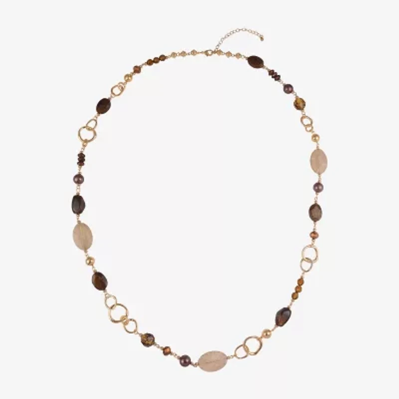 Mixit Gold Tone Womens 40 Inch Beaded Necklace