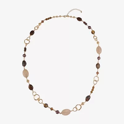 Mixit Gold Tone Womens 40 Inch Beaded Necklace