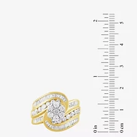 Diamond Blossom (H-I / I1) Womens 2 CT. T.W. Lab Grown White 10K Gold Side Stone Cocktail Ring
