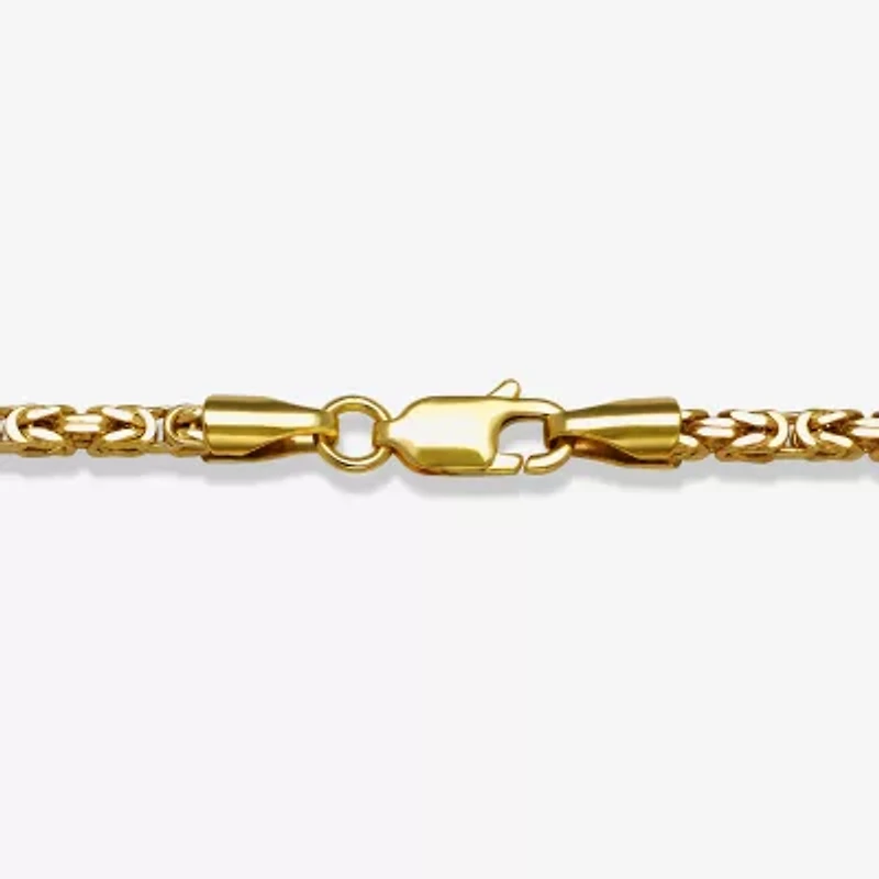 Unisex Adult 14K Gold 7.25 Inch Hollow Byzantine Chain Bracelet
