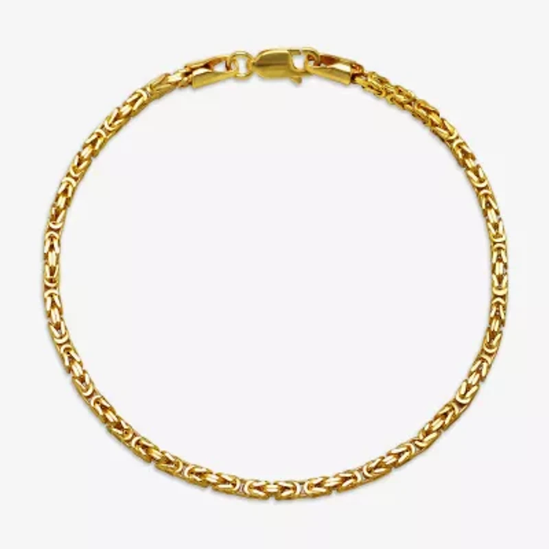 Unisex Adult 14K Gold 7.25 Inch Hollow Byzantine Chain Bracelet