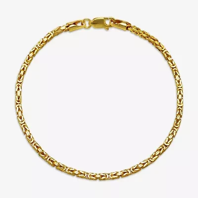 Unisex Adult 14K Gold 7.25 Inch Hollow Byzantine Chain Bracelet