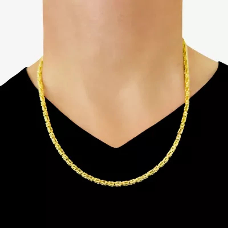 Unisex Adult 14K Gold 22 Inch Byzantine Chain Necklace