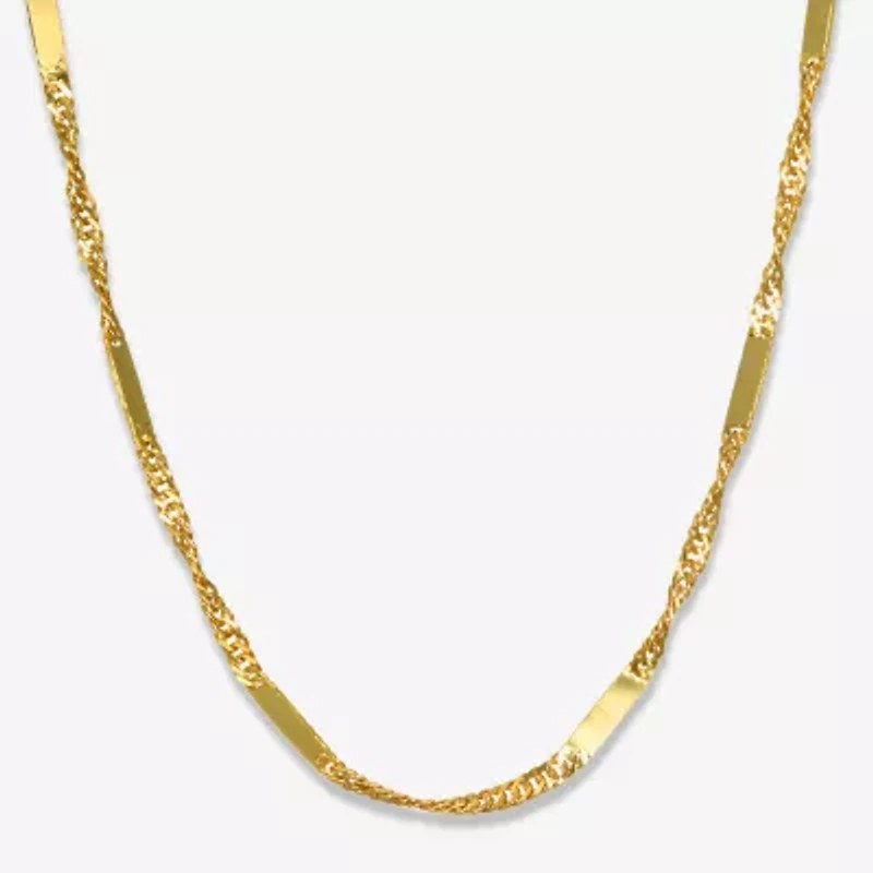 Unisex Adult 14K Gold 18 Inch Singapore Chain Necklace