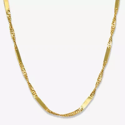 Unisex Adult 14K Gold 18 Inch Singapore Chain Necklace