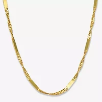 Unisex Adult 14K Gold 18 Inch Singapore Chain Necklace