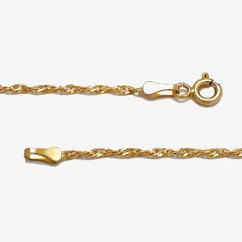 14K Gold 16 - 22 Inch Solid Singapore Chain Necklace