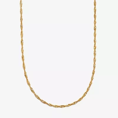 14K Gold 16 - 22 Inch Solid Singapore Chain Necklace