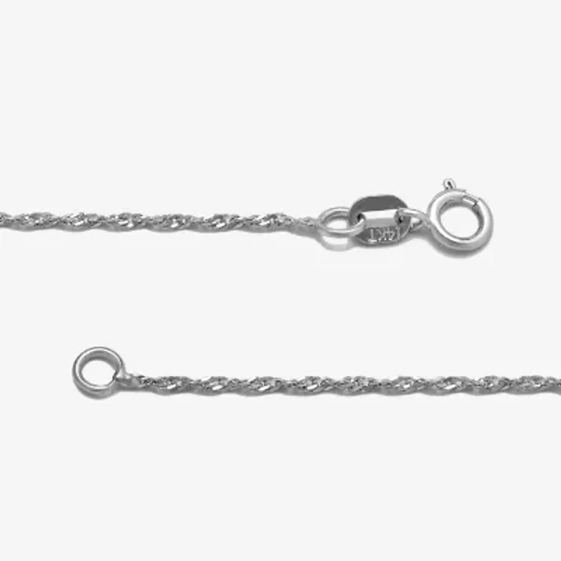 Womens 14K White Gold Inch Singapore Chain Necklace