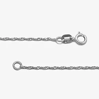 Womens 14K White Gold Inch Singapore Chain Necklace
