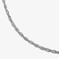 Womens 14K White Gold Inch Singapore Chain Necklace