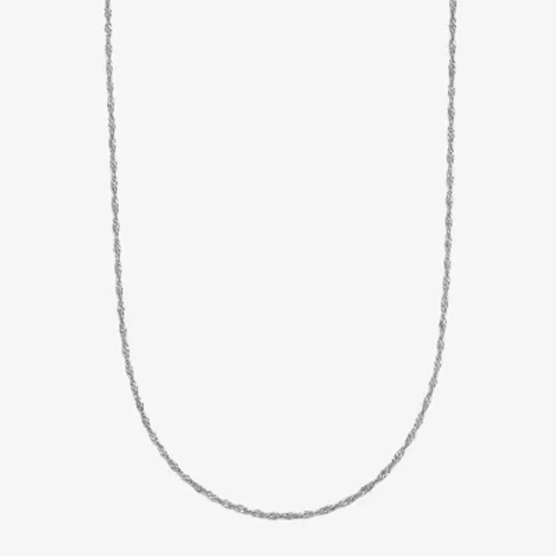 Womens 14K White Gold Inch Singapore Chain Necklace