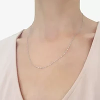 Womens 14K White Gold Inch Singapore Chain Necklace