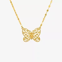 Womens 10K Gold Butterfly 18 Inch Pendant Necklace