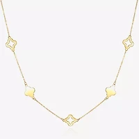 Womens 14K Gold Clover 18 Inch Pendant Necklace