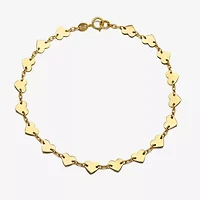 Womens 14K Gold Heart 7.5 Inch Link Bracelet