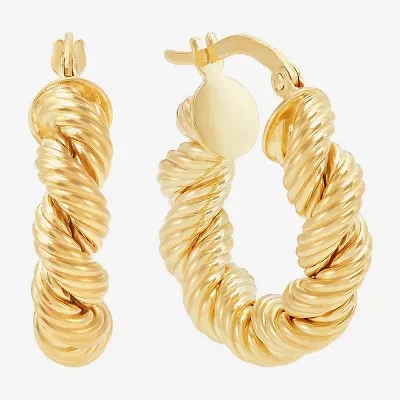 Mia Oro Womens 14K Gold 22mm Round Hoop Earrings