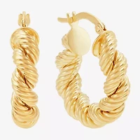 Mia Oro Womens 14K Gold 22mm Round Hoop Earrings