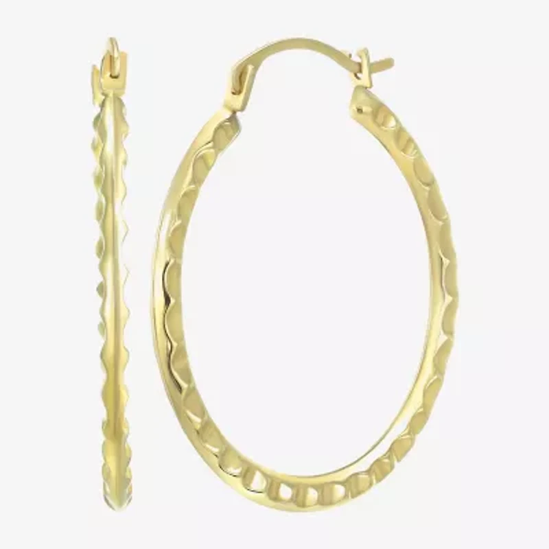 Womens 14K Gold 25mm Round Hoop Earrings