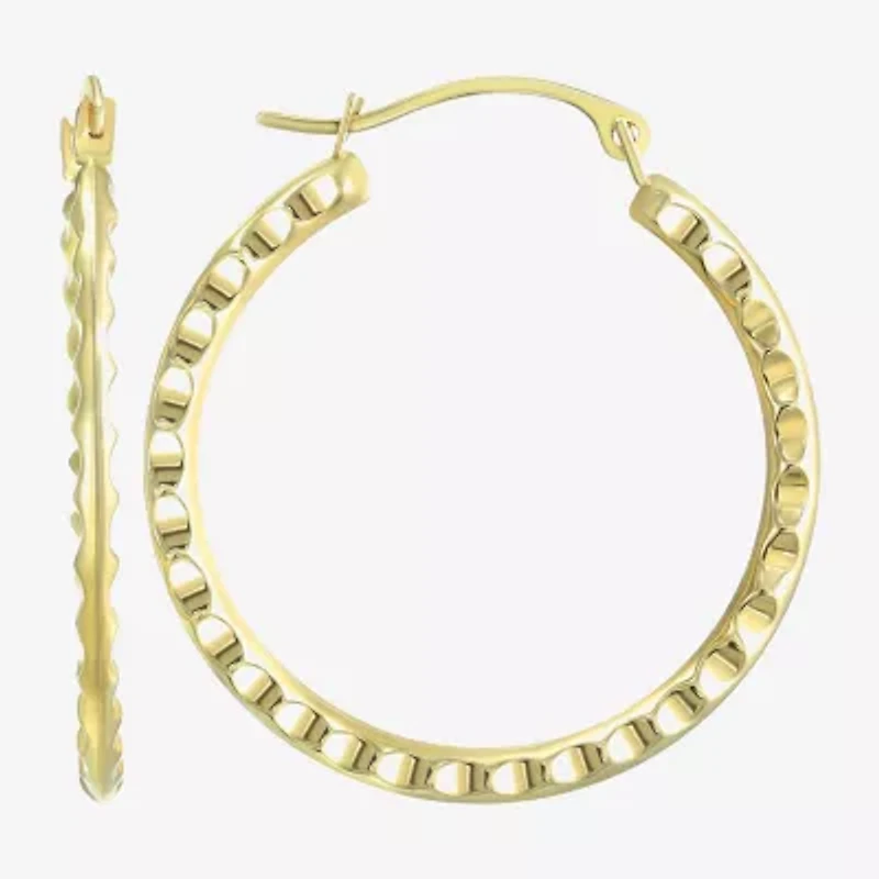 Womens 14K Gold 25mm Round Hoop Earrings