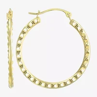 Womens 14K Gold 25mm Round Hoop Earrings