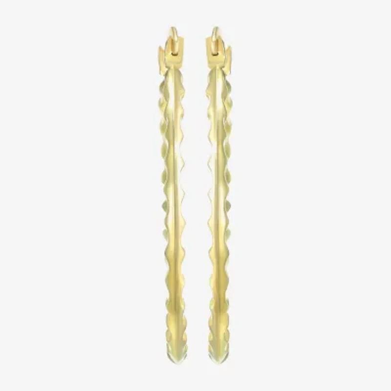 Womens 14K Gold 25mm Round Hoop Earrings
