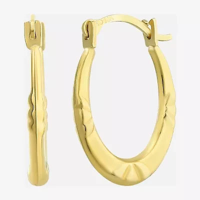 Womens 10K Gold 14mm Oval Hoop Earrings
