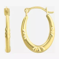 Womens 10K Gold 14mm Oval Hoop Earrings
