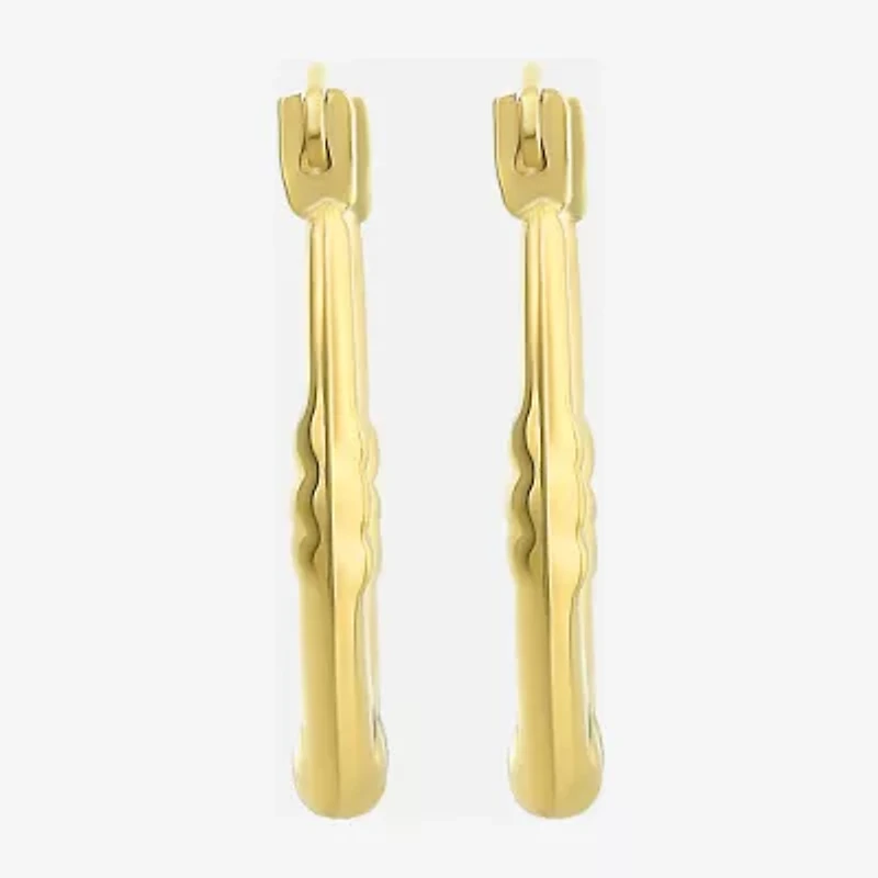 Womens 10K Gold 14mm Oval Hoop Earrings