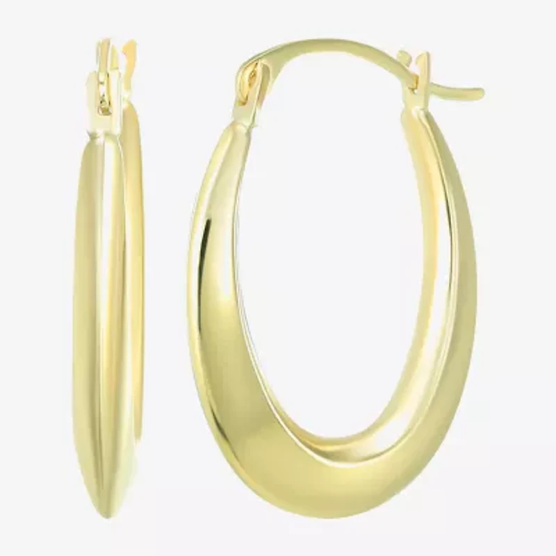 Womens 10K Gold 20mm Oval Hoop Earrings