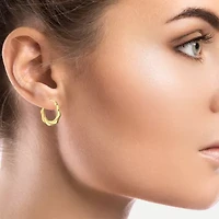 Womens 14K Gold 20mm Round Hoop Earrings