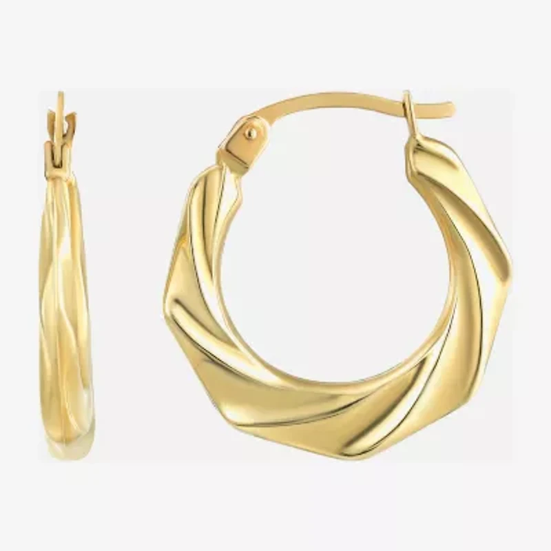 Womens 14K Gold 20mm Round Hoop Earrings