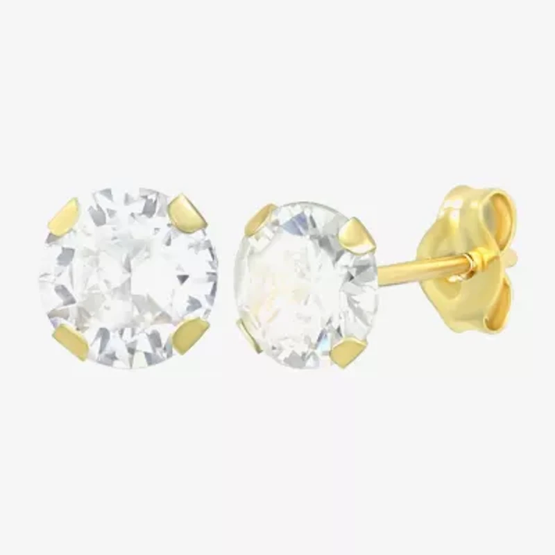 Cubic Zirconia 14K Gold 5mm Round Stud Earrings