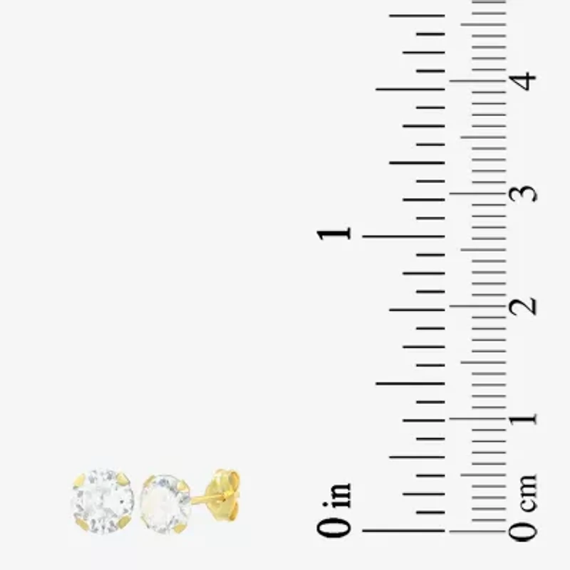 Cubic Zirconia 14K Gold 5mm Round Stud Earrings