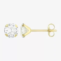 Cubic Zirconia 14K Gold 5mm Round Stud Earrings