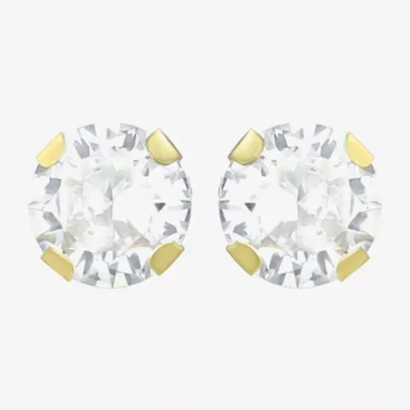 Cubic Zirconia 14K Gold 5mm Round Stud Earrings