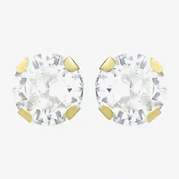 Cubic Zirconia 14K Gold 5mm Round Stud Earrings